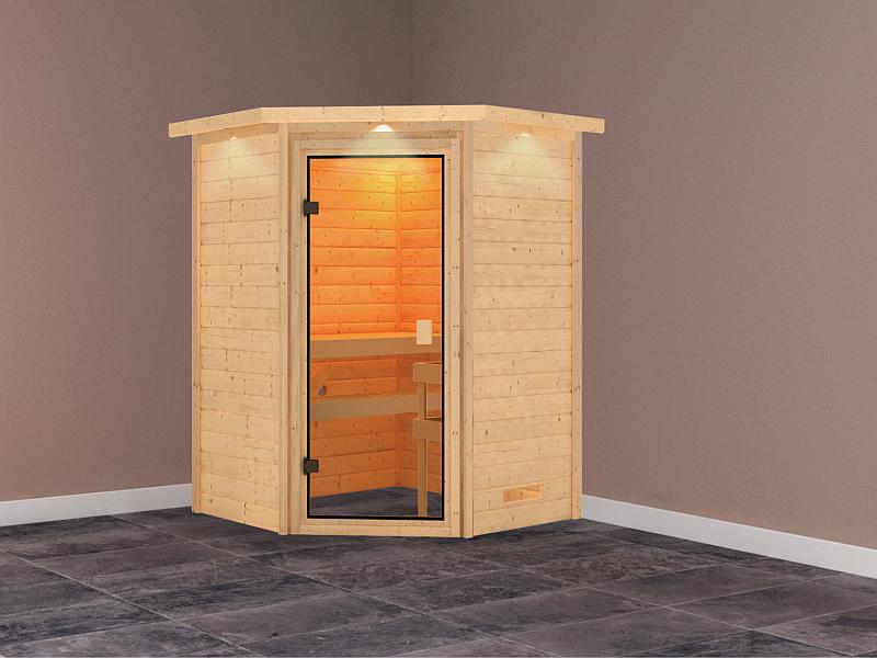 Karibu Sauna Antonia mit Dachkranz 38 mm