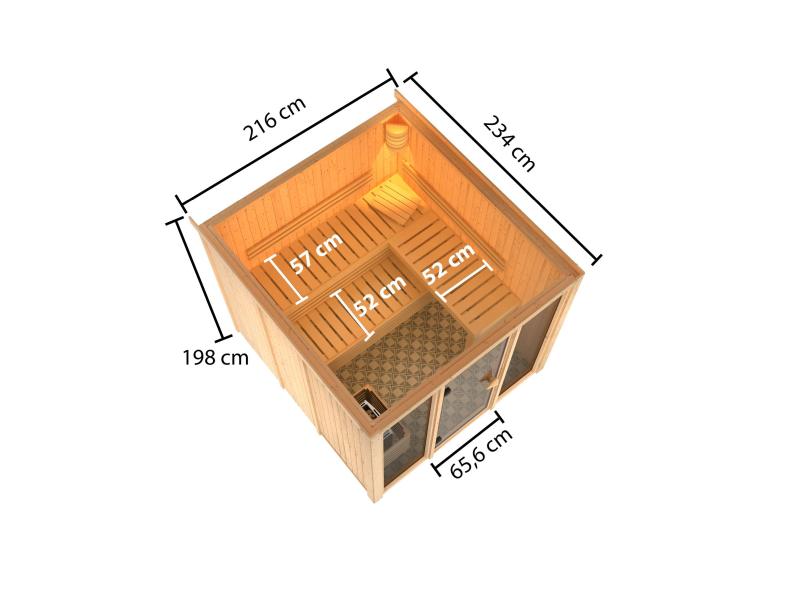 Karibu Sauna Askja 68 mm -9 kW Ofen ext. Strg
