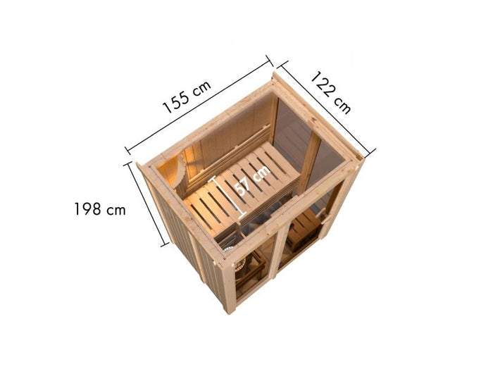 Karibu Sauna Irava 1 - inkl. 3,6 kW Bioofen ext. Steuerung