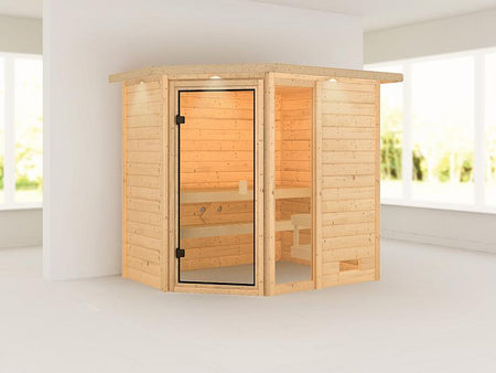 Karibu Sauna Jada mit Dachkranz 38 mm