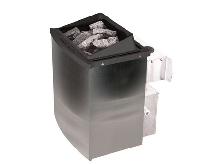 Karibu Sauna Jarin inkl. 9 kW Ofen mit int. Steuerung, mit Dachkranz, mit Ganzglas Klarglastür