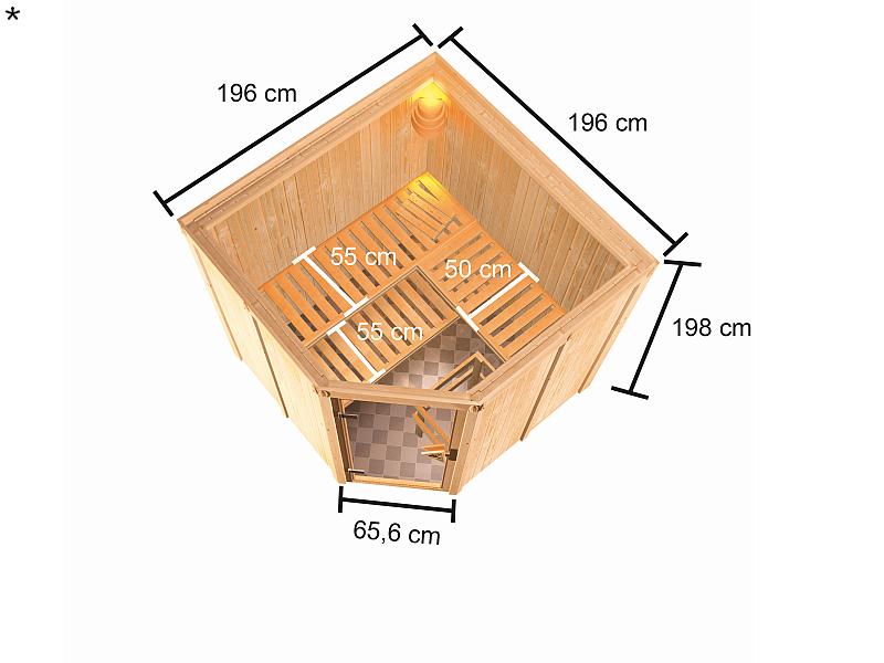 Karibu Sauna Kotka 68 mm inkl. 9 kW Ofen integrierte Steuerung