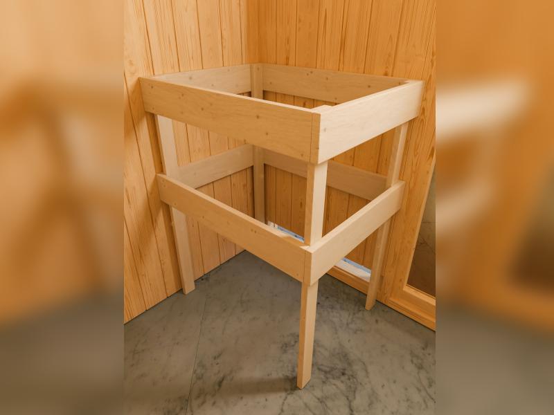 Karibu Sauna Larin inkl. 9 kW Ofen integrierte Steuerung, mit bronzierter Ganzglastür - ohne Dachkra