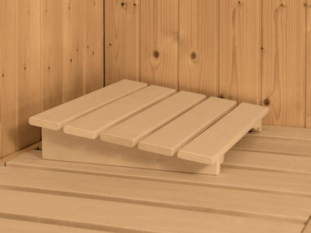 Karibu Sauna Larin inkl. 9 kW Ofen integrierte Steuerung, mit bronzierter Ganzglastür - ohne Dachkra