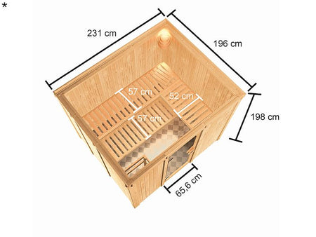 Karibu Sauna Nybro 68 mm inkl. 9 kW Bioofen ext. Strg