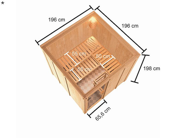 Karibu Sauna Oulu 68 mm inkl. 9 kW Ofen integrierte Steuerung