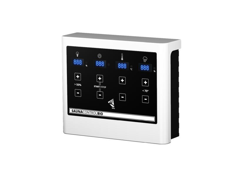 Karibu Sauna Sahib 1 inkl. 9 kW Bioofen ext. Steuerung, mit moderner Saunatür -ohne Dachkranz-