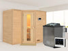Karibu Sauna Sahib 2 inkl. 9-kW-Bioofen mit externer Steuerung, ohne Dachkranz, mit energiesparender