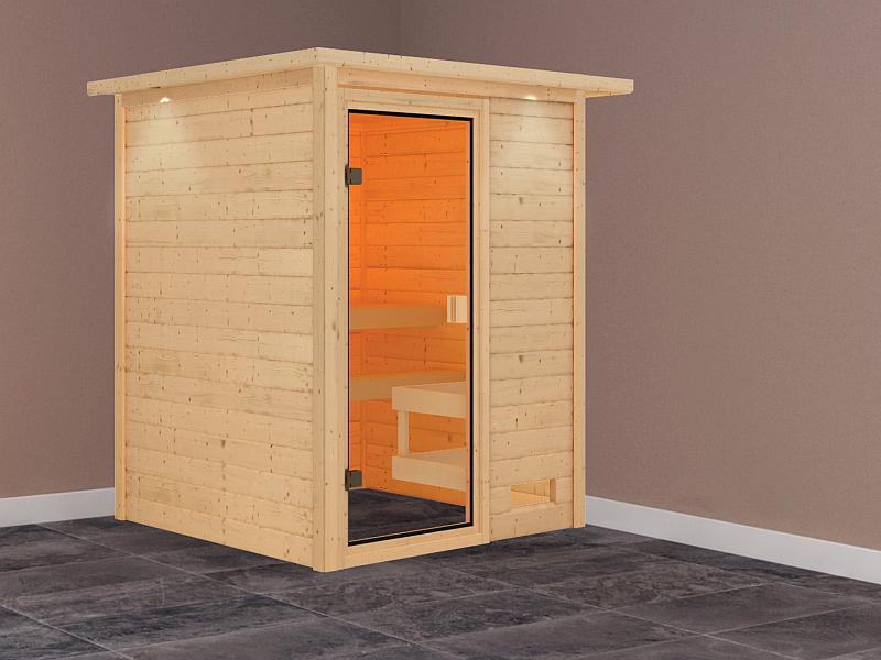 Karibu Sauna Sandra mit Dachkranz 38 mm