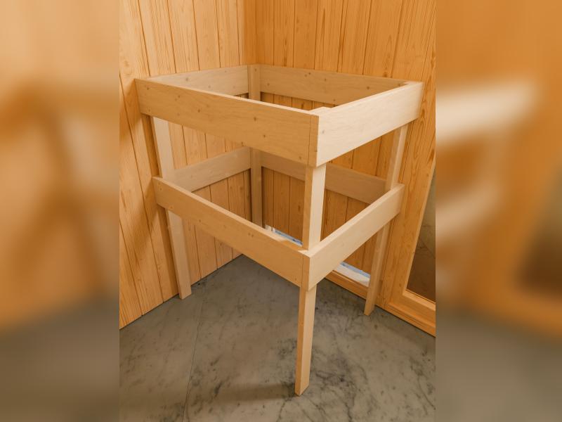 Karibu Sauna Siirin inkl. 9 kW Bioofen ext. Steuerung mit moderner Saunatür  -ohne Dachkranz-