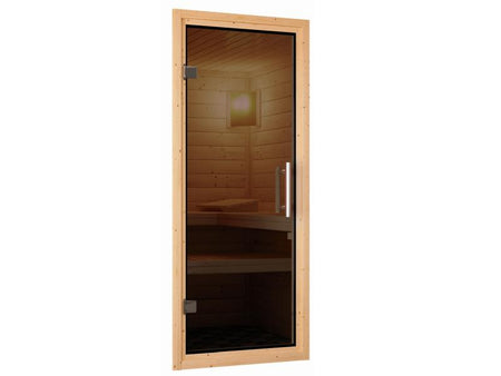 Karibu Sauna Siirin inkl. 9 kW Ofen mit externer Steuerung mit moderner Saunatür -ohne Dachkranz-