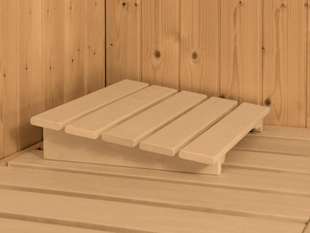 Karibu Sauna Taurin inkl. 9 kW Bioofen externe Steuerung, mit Energiespartür - mit Dachkranz -