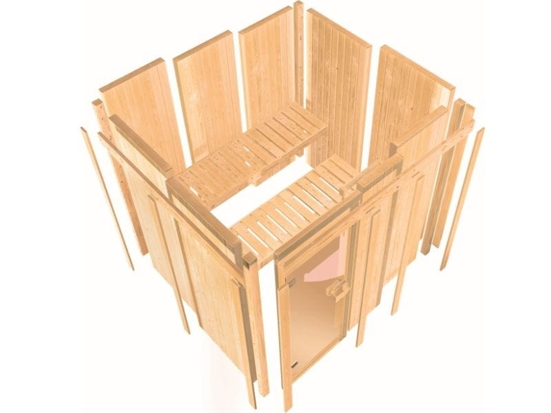 Karibu Sauna Variado inkl. 9 kW Ofen integr. Steuerung, mit klassischer Saunatür -ohne  Dachkranz-