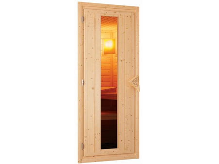 Karibu Sauna Variado inkl.  9 kW Ofen integr. Steuerung, mit Energiespartür -mit Dachkranz-