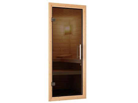Karibu Sauna Variado inkl. 9 kW Ofen integr. Steuerung, mit moderner Saunatür -mit Dachkranz-