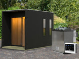 Karibu Saunahaus Catalina, schwarz-inkl. 9 kW Bioofen ext. Steuerung- inkl. Vorraum, 73 mm