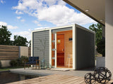 Karibu Saunahaus Cuben terragrau 38 mm inkl. 9-kW-Ofen