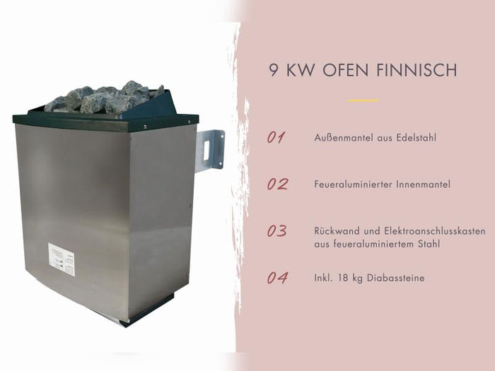 Karibu Saunahaus Hytti 0  38 mm - Ofen 9kW ext. Strg. - Iso Tür, terragrau