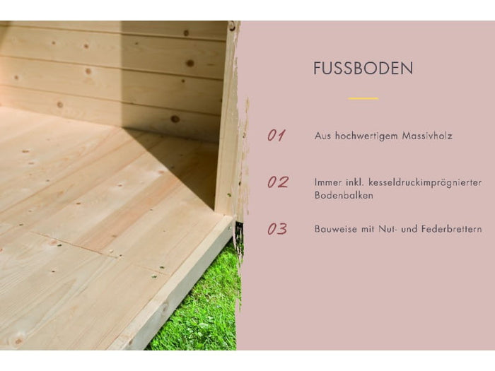 Karibu Saunahaus Hytti 0  38 mm - Ofen 9kW ext. Strg. - Iso Tür, terragrau