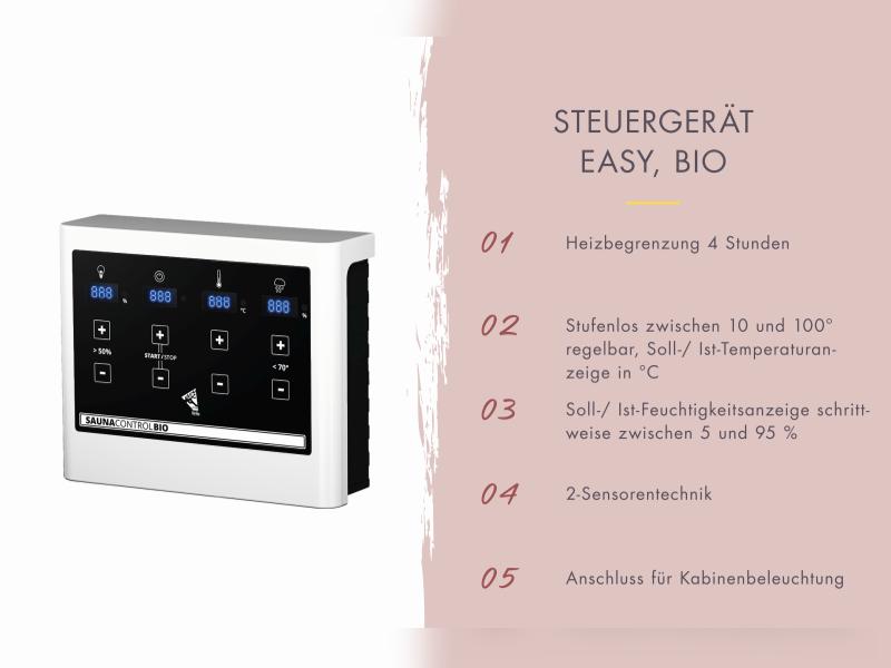 Karibu Saunahaus Hytti 6, inkl. 9 kW Bioofen ext. Steuerung - mit Iso-Tür naturbelassen, 38 mm