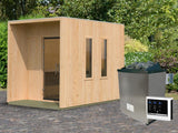 Karibu Saunahaus Laguna natur,73 mm -inkl. 9 kW Ofen ext. Steuerung