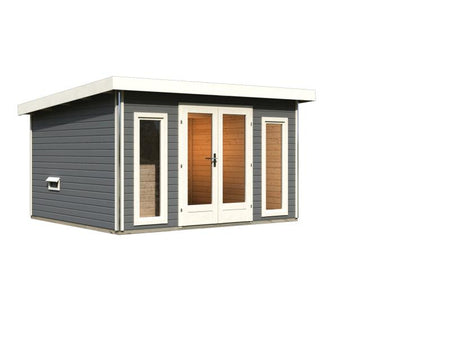 Karibu Saunahaus Mainburg 2 Set A ohne Ofen terragrau