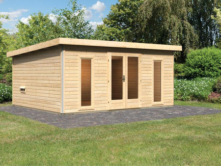 Karibu Saunahaus Mainburg 4 Set B ohne Ofen naturbelassen