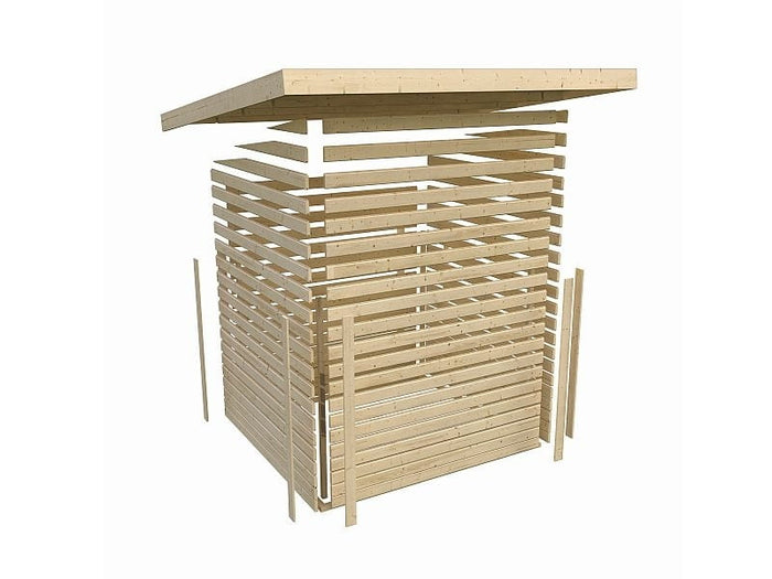 Karibu Saunahaus Mainburg 5 Set B terragrau- 9 kW Bioofen ext. Strg