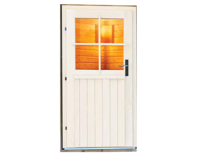 Karibu Saunahaus Norge terragrau, inkl. 9 kW Ofen ext. Steuerung -klassische Tür-