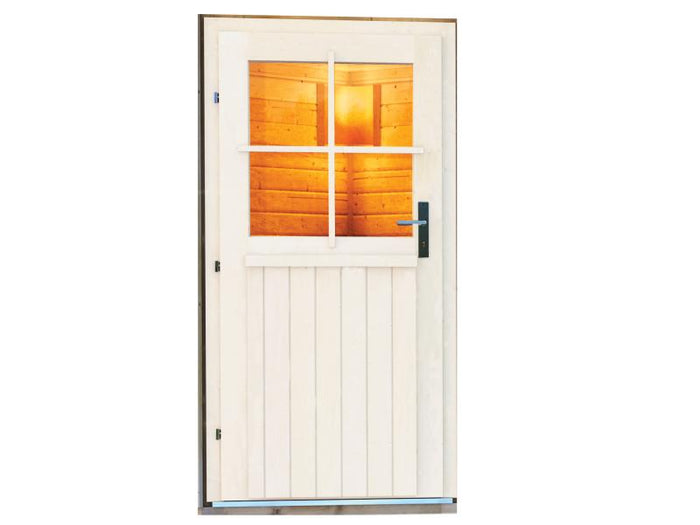Karibu Saunahaus Pekka, terragrau, inkl. 9kW Ofen ext. Steuerung -klassische Tür-