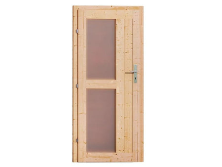 Karibu Saunahaus Skrollan 1 38 mm- ohne Ofen- Milchglastür