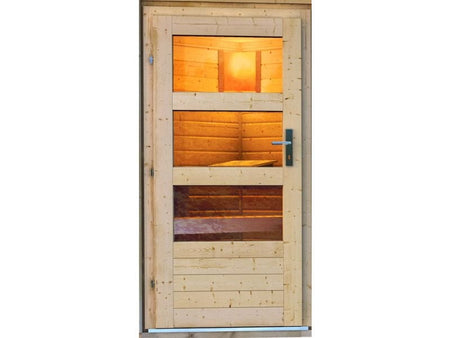 Karibu Saunahaus Skrollan 3 38 mm- ohne Ofen- moderne Tür