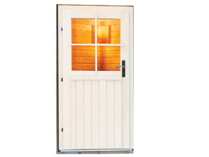 Karibu Saunahaus Torge terragrau, inkl. 9kW Ofen ext. Steuerung, mit klassischer Tür