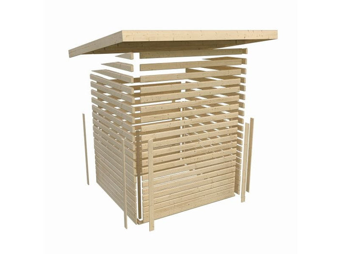 Karibu Saunahaus Torge terragrau, inkl. 9kW Ofen ext. Steuerung, mit klassischer Tür