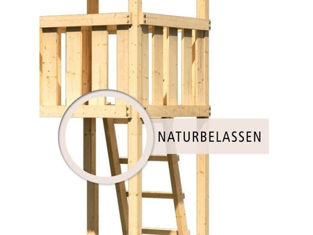 Karibu Spielturm Lotti mit Kletterwand und Rutsche rot