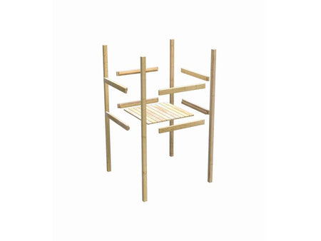 Karibu Spielturm Lotti Satteldach + Rutsche rot + Doppelschaukel + Anbauplattform + Kletterwand