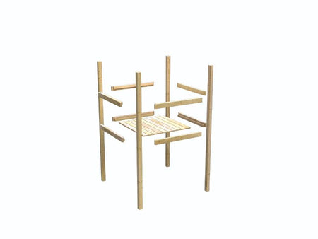 Karibu Stelzenhaus Benjamin grau mit Rutsche in rot und Doppelschaukelanbau mit Klettergerüst und Ne