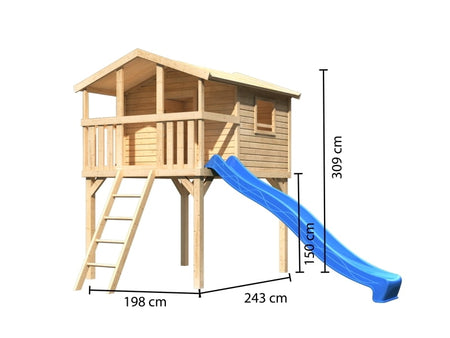 Karibu Stelzenhaus Benjamin natur mit Rutsche in blau