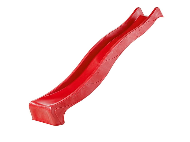 Karibu Stelzenhaus Benjamin natur mit Rutsche in rot und Doppelschaukelanbau