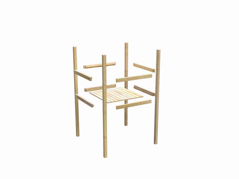 Karibu Stelzenhaus Benjamin terragrau mit Holzrampe