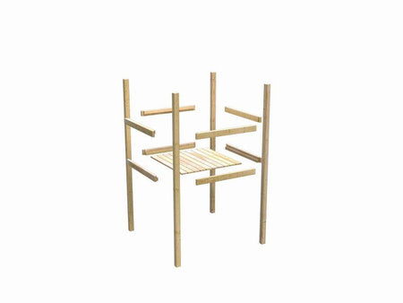 Karibu Stelzenhaus Benjamin terragrau mit Holzrampe