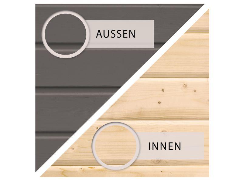 karibu Stelzenhaus Benjamin terragrau mit Netzrampe