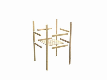Karibu Stelzenhaus Fidel terragrau + Rutsche rot + Holzrampe