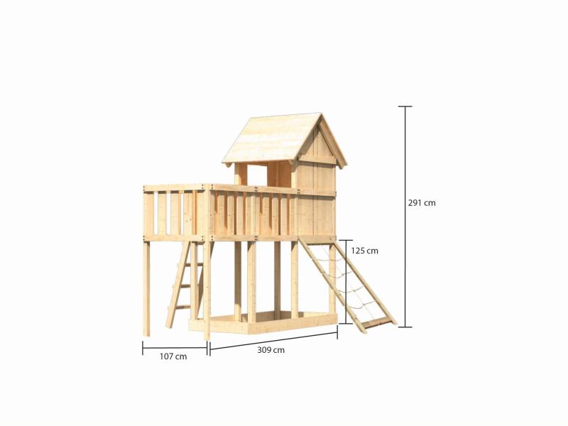 Karibu Stelzenhaus Frieda + Anbauplattform + Netzrampe