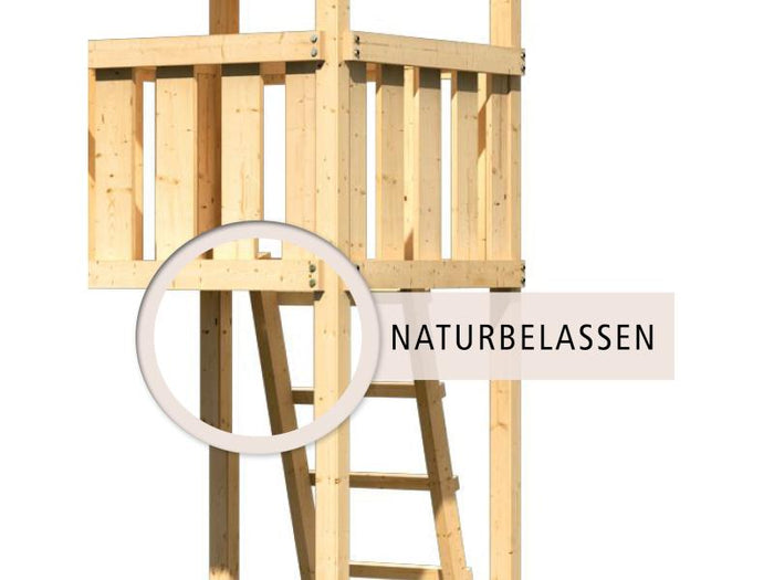 Karibu Stelzenhaus Frieda + Anbauplattform + Netzrampe