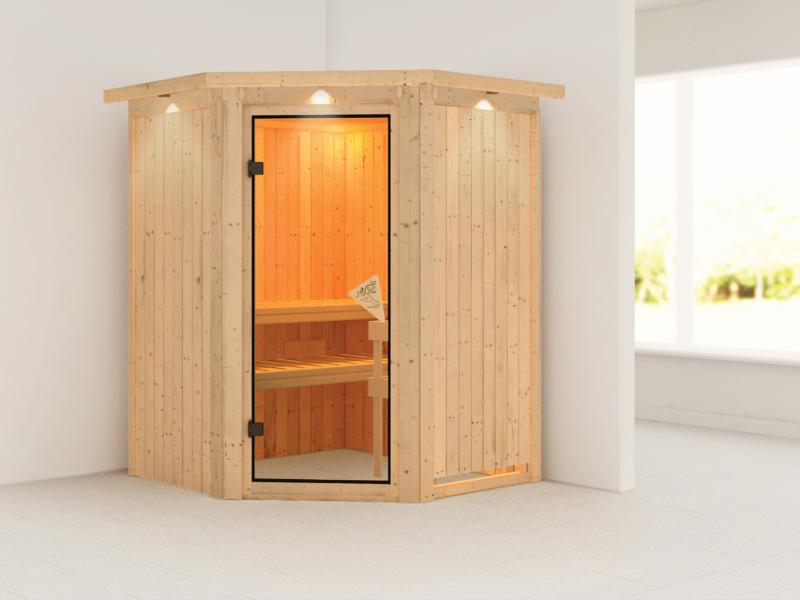 Larin - Karibu Sauna ohne Ofen - mit Dachkranz -