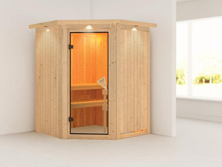 Larin - Karibu Sauna ohne Ofen - mit Dachkranz -