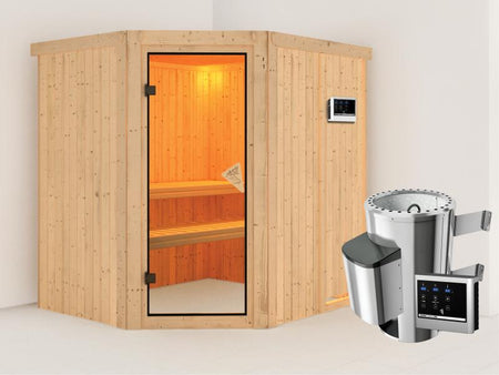 Lilja - Karibu Sauna Plug & Play inkl. 3,6 kW-Ofen - ohne Dachkranz -