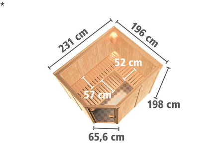 Malin - Karibu Sauna inkl. 9-kW-Bioofen - ohne Dachkranz -