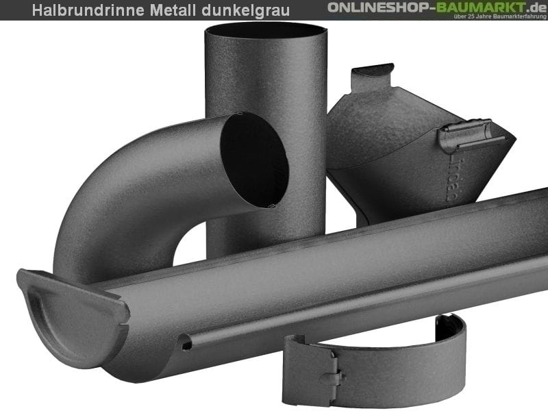 Metall-Dachrinne dunkelgrau Satteldach 800 cm